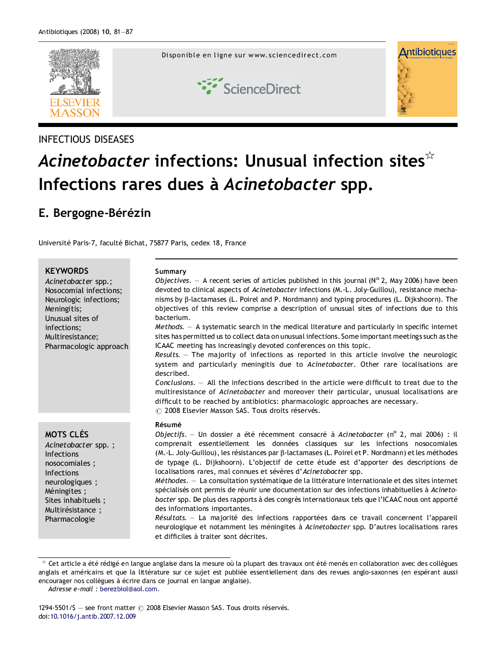 Acinetobacter infections: Unusual infection sites