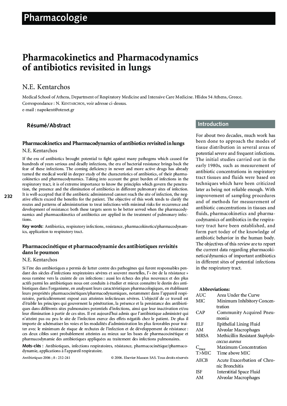 Pharmacokinetics and pharmacodynamics of antibiotics revisited in lungs