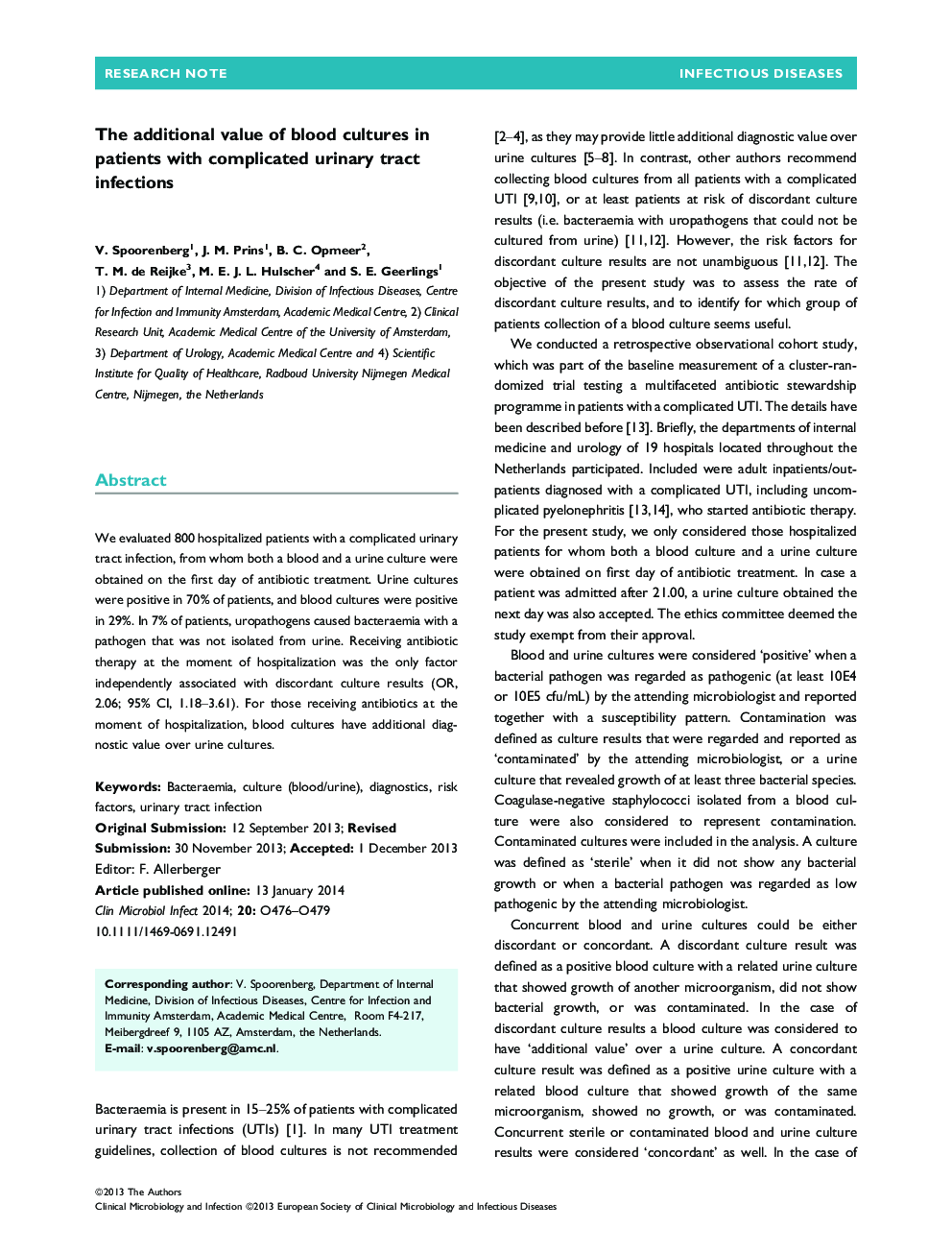 The additional value of blood cultures in patients with complicated urinary tract infections 