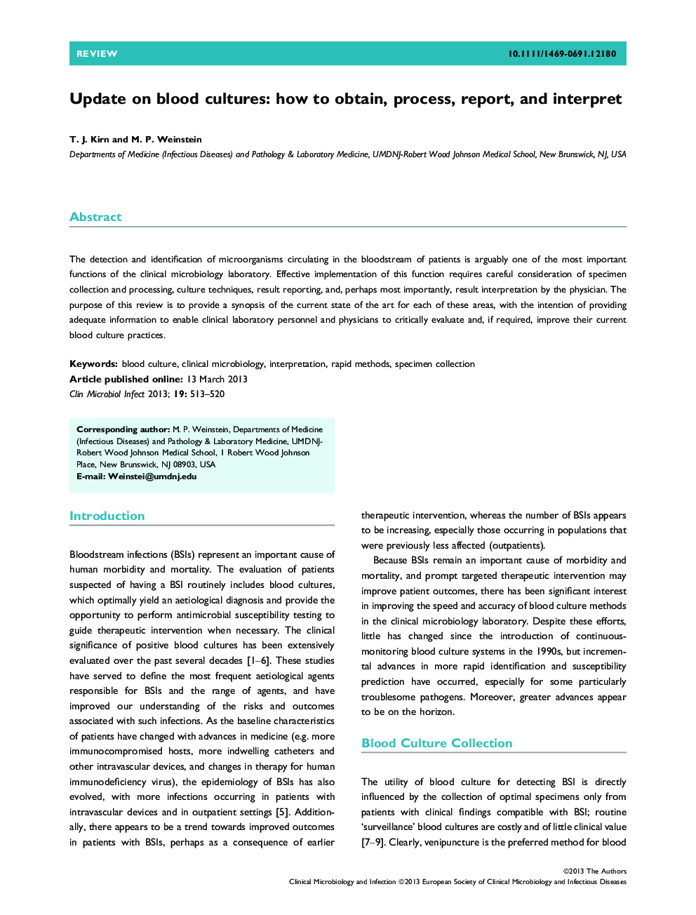 Update on blood cultures: how to obtain, process, report, and interpret 