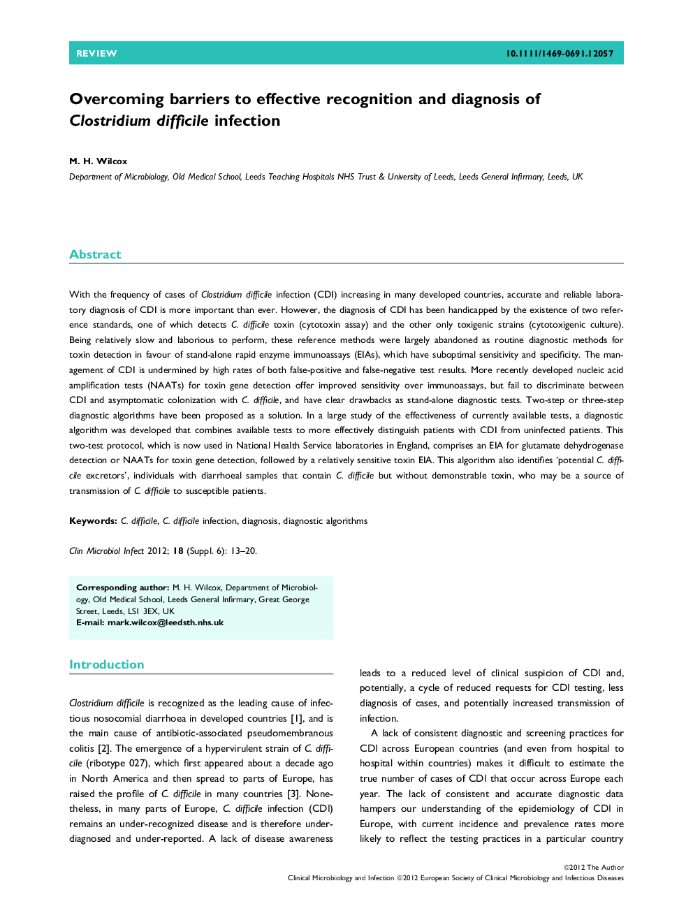 Overcoming barriers to effective recognition and diagnosis of Clostridium difficile infection