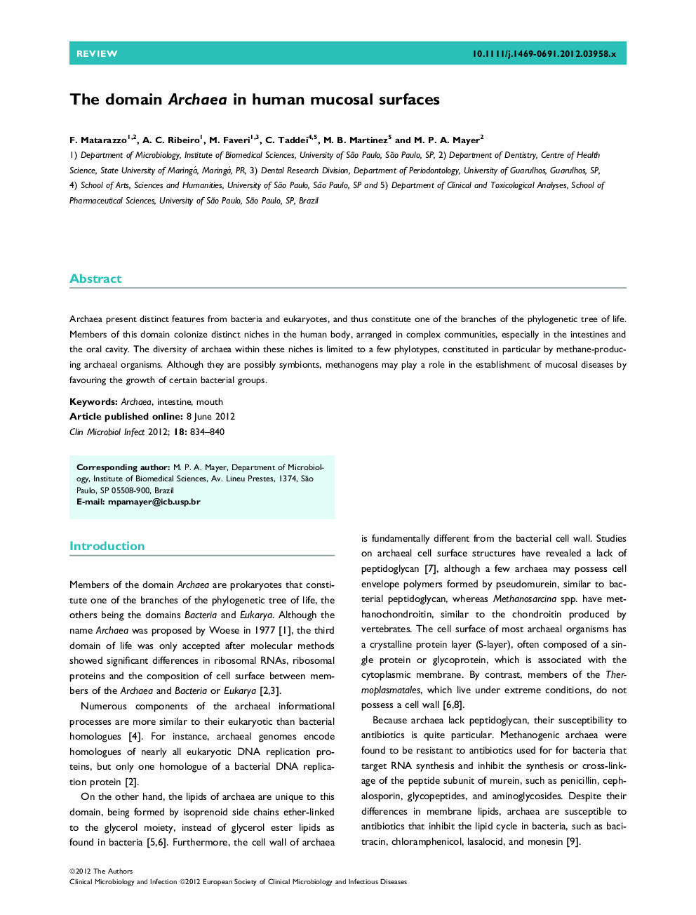 The domain Archaea in human mucosal surfaces 