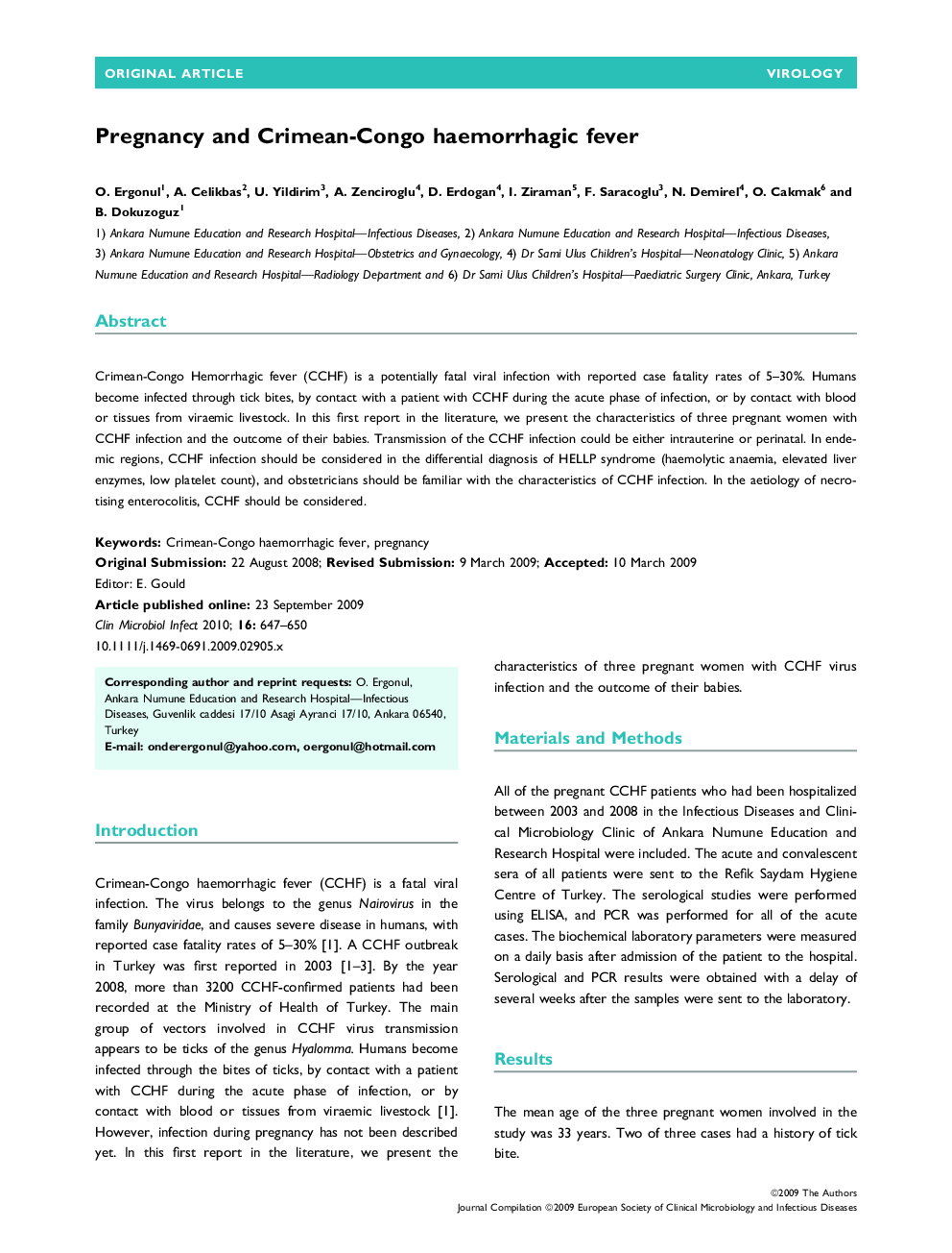 Pregnancy and Crimean-Congo haemorrhagic fever 