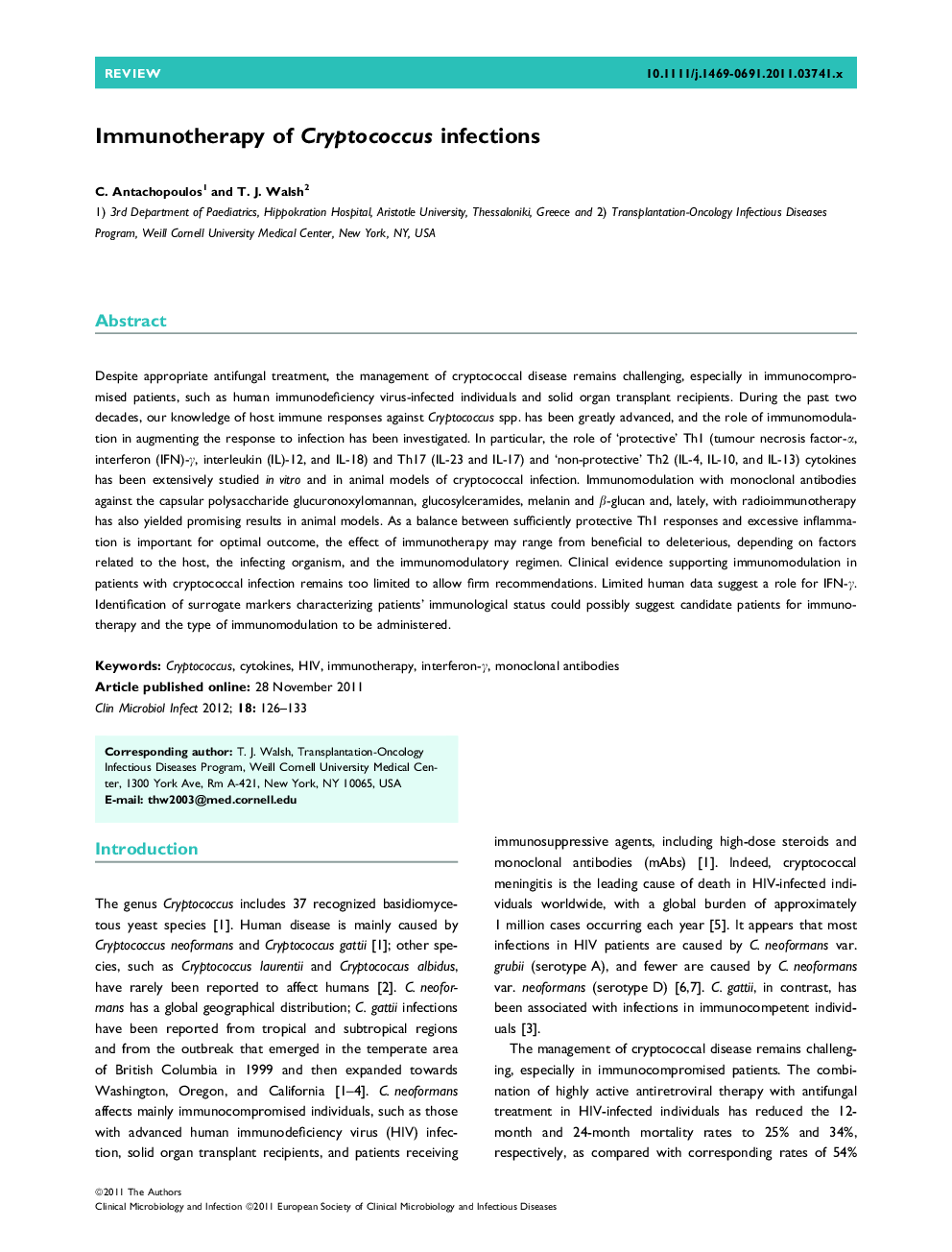 Immunotherapy of Cryptococcus infections 