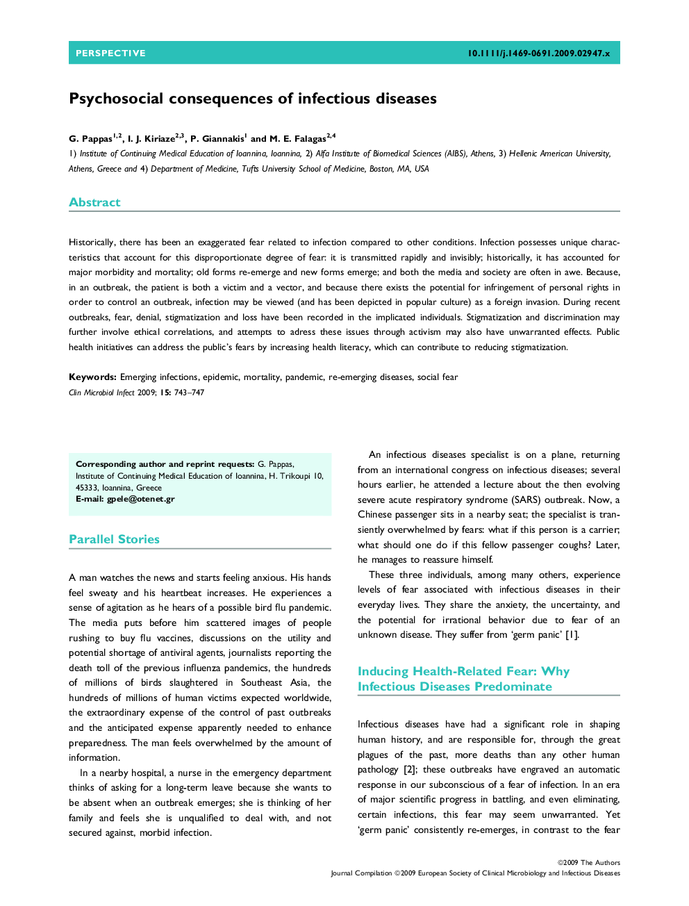 Psychosocial consequences of infectious diseases