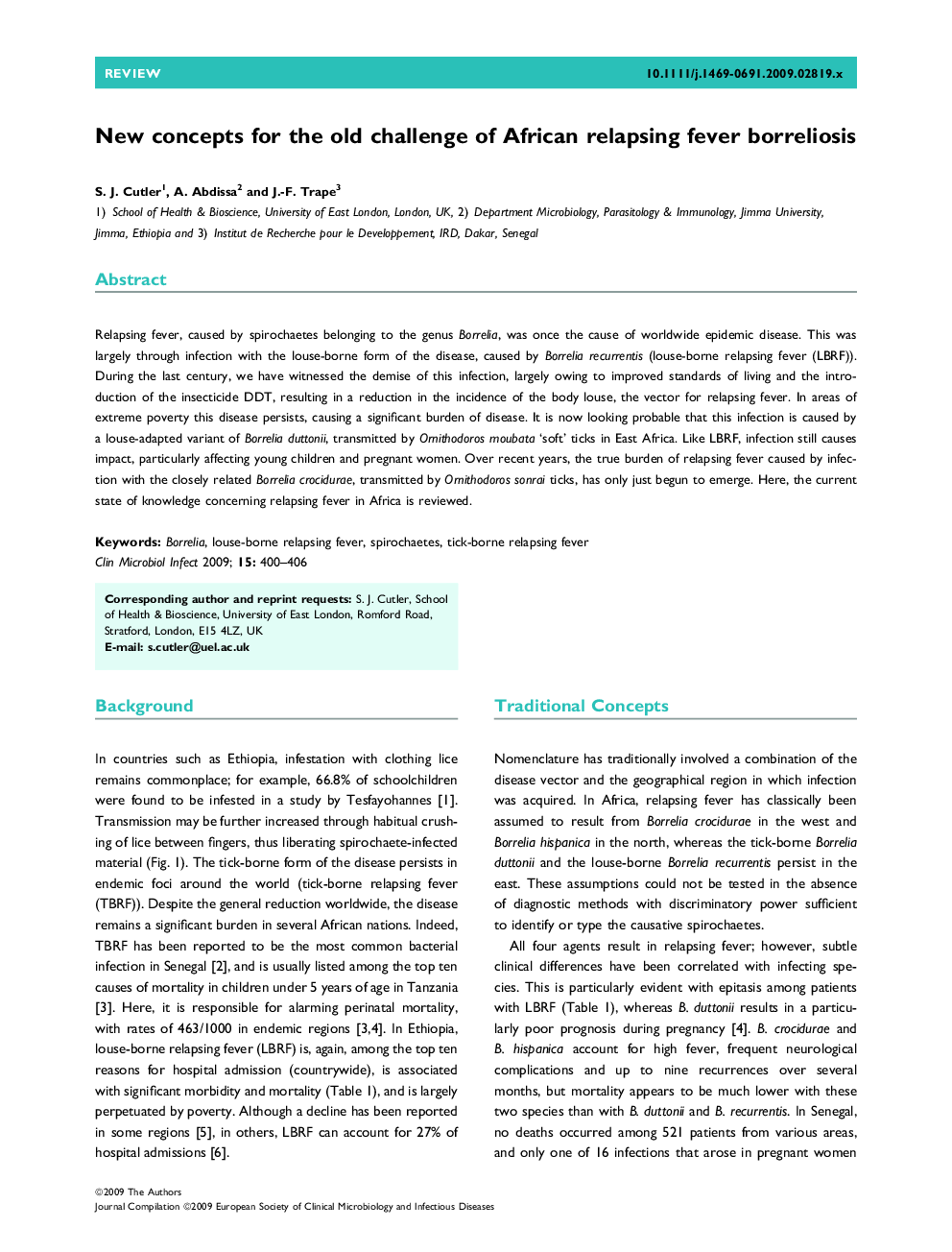 New concepts for the old challenge of African relapsing fever borreliosis