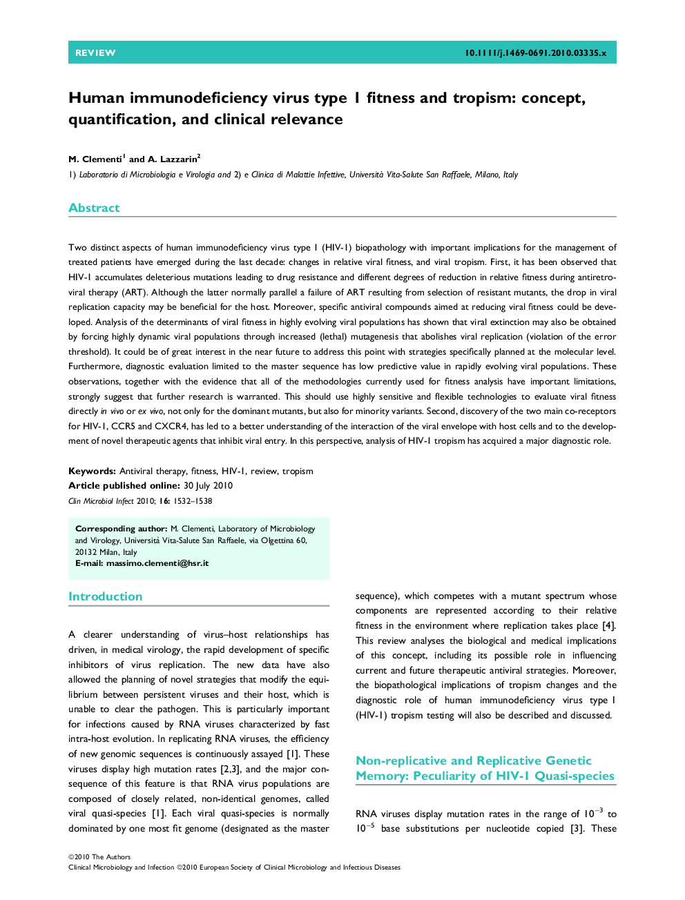 Human immunodeficiency virus type 1 fitness and tropism: concept, quantification, and clinical relevance 