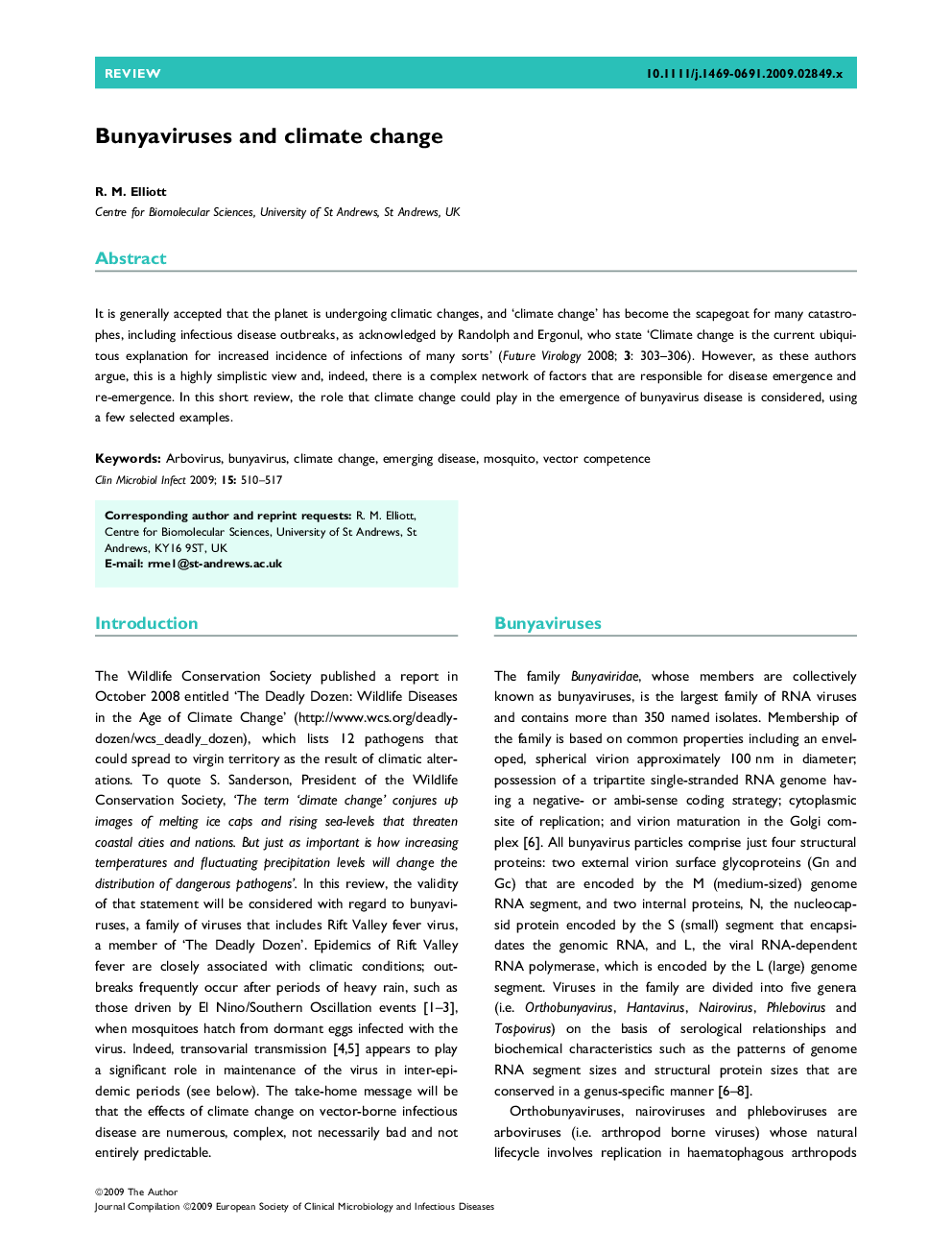 Bunyaviruses and climate change