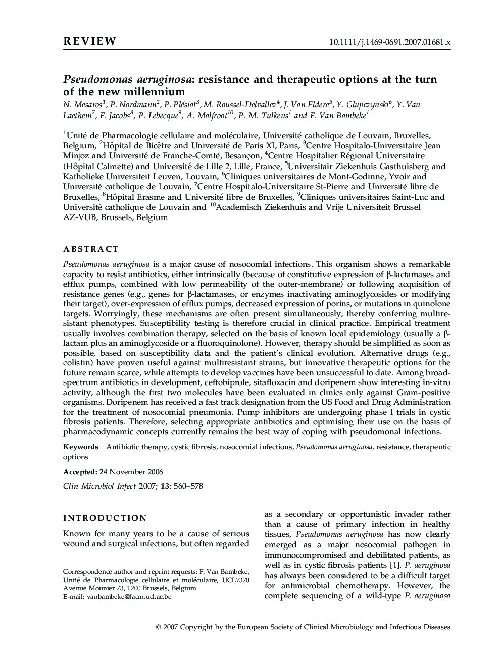 Pseudomonas aeruginosa: resistance and therapeutic options at the turn of the new millennium