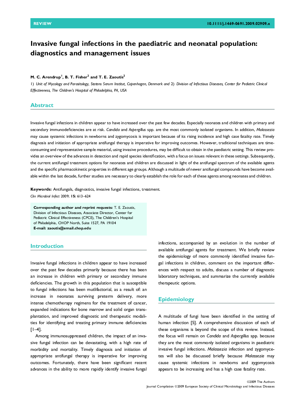 Invasive fungal infections in the paediatric and neonatal population: diagnostics and management issues