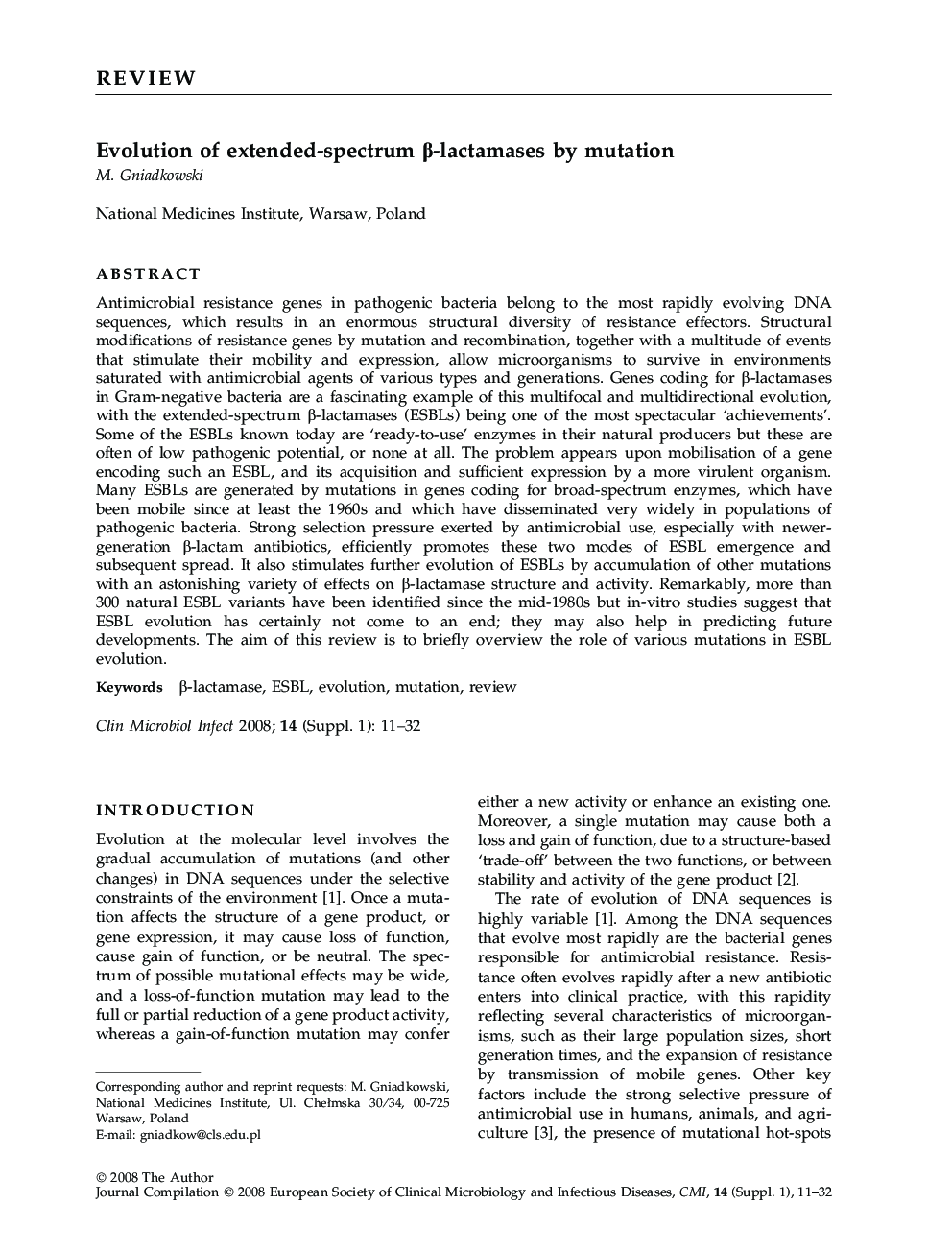 Evolution of extended-spectrum β-lactamases by mutation