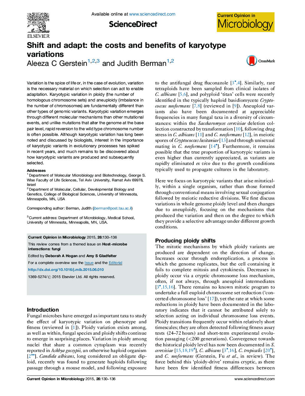 Shift and adapt: the costs and benefits of karyotype variations