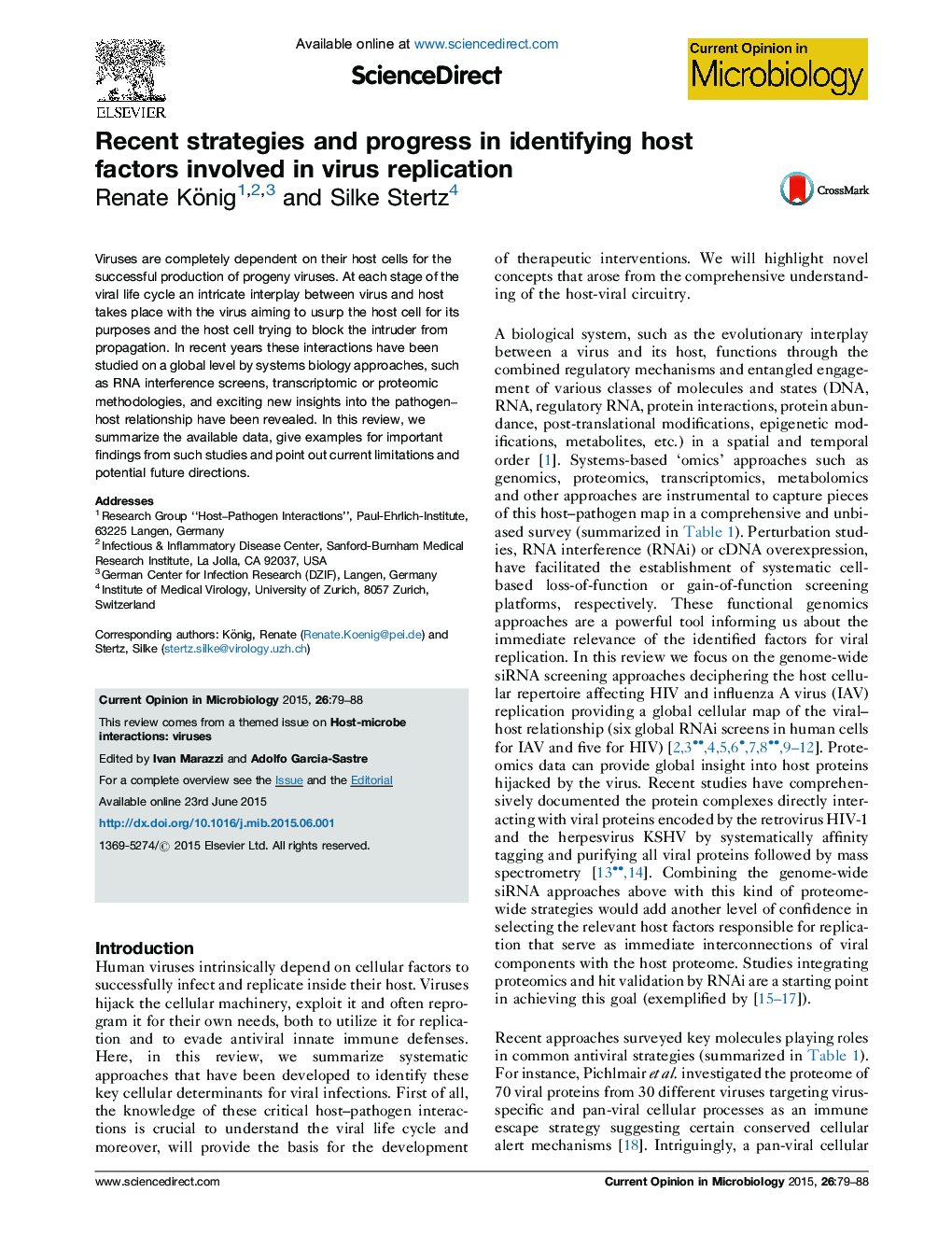 Recent strategies and progress in identifying host factors involved in virus replication