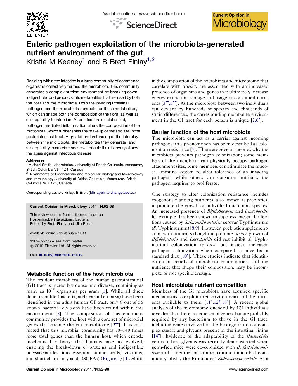 Enteric pathogen exploitation of the microbiota-generated nutrient environment of the gut