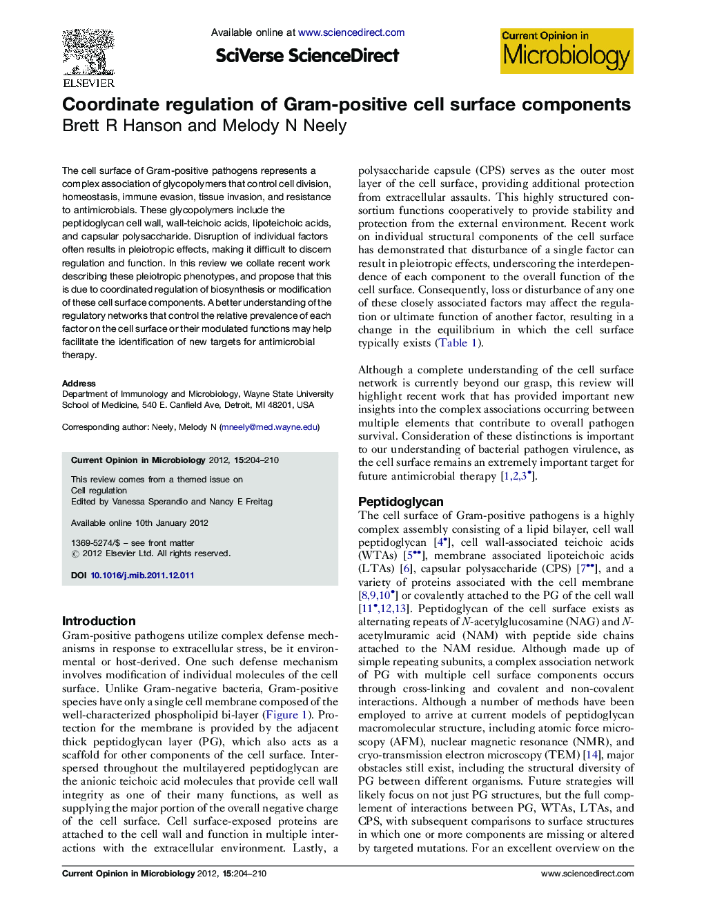 Coordinate regulation of Gram-positive cell surface components