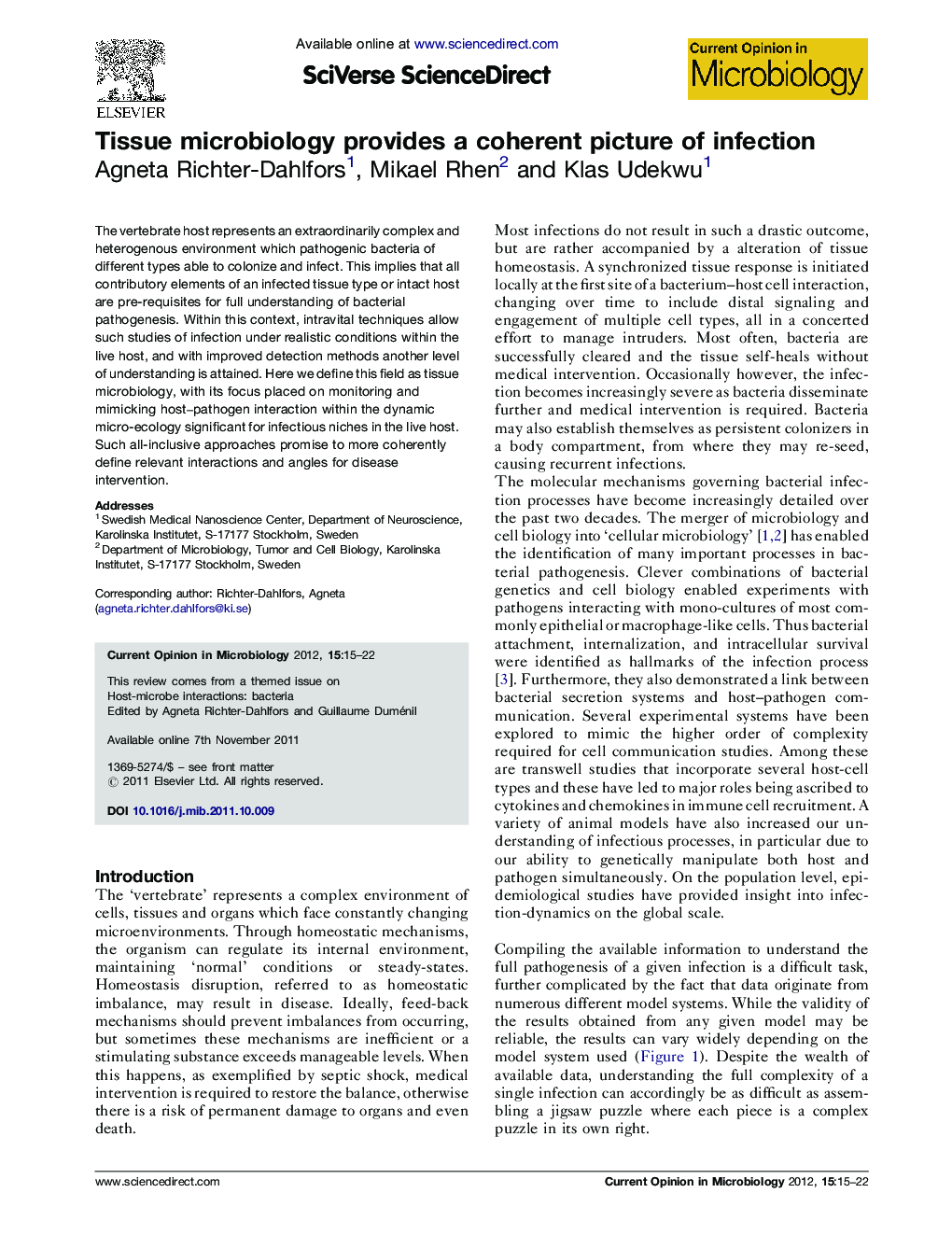 Tissue microbiology provides a coherent picture of infection