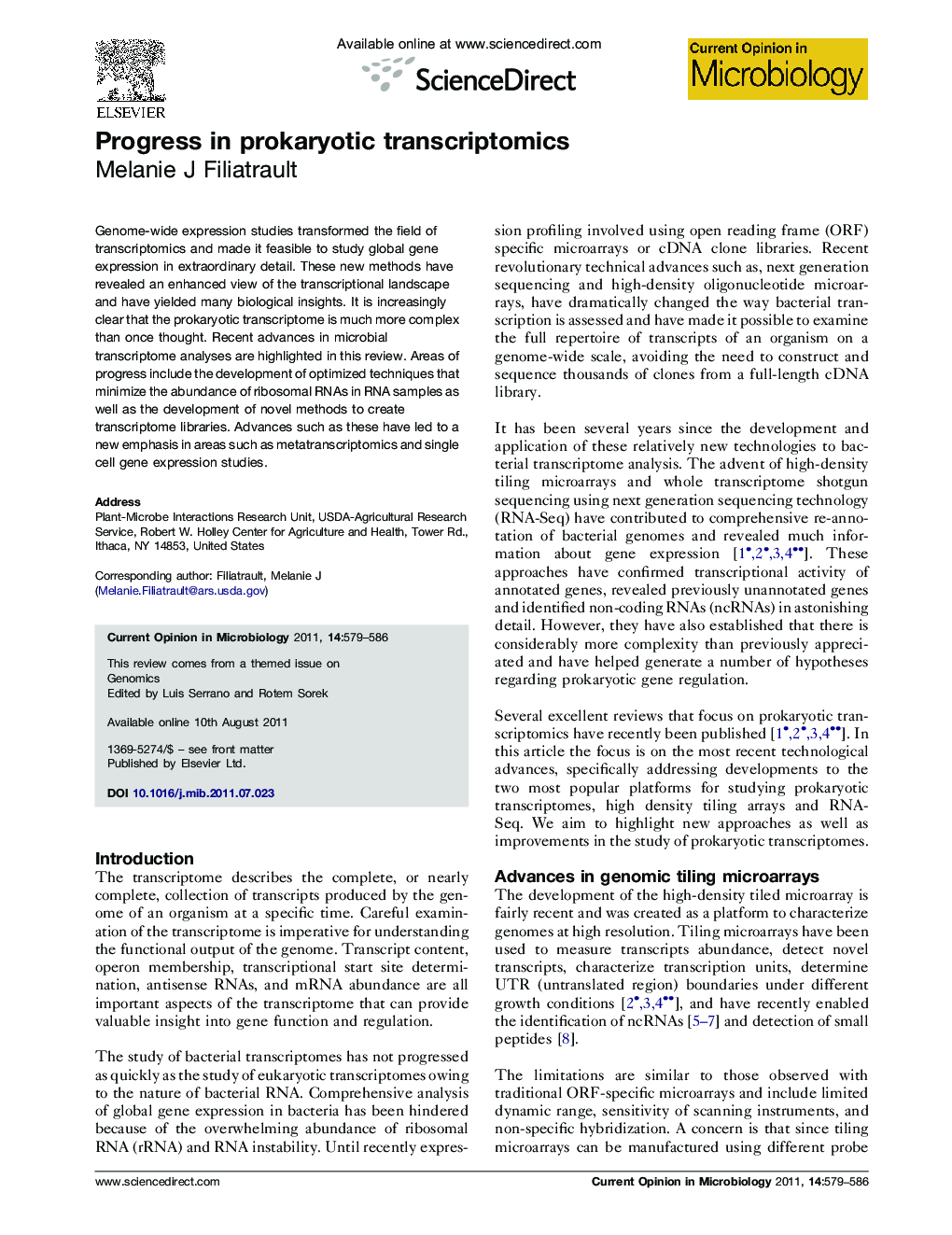 Progress in prokaryotic transcriptomics