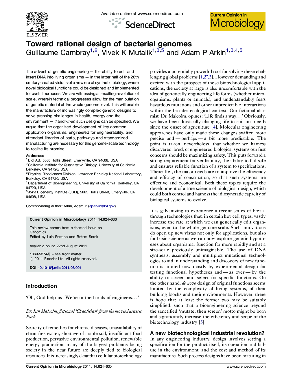 Toward rational design of bacterial genomes