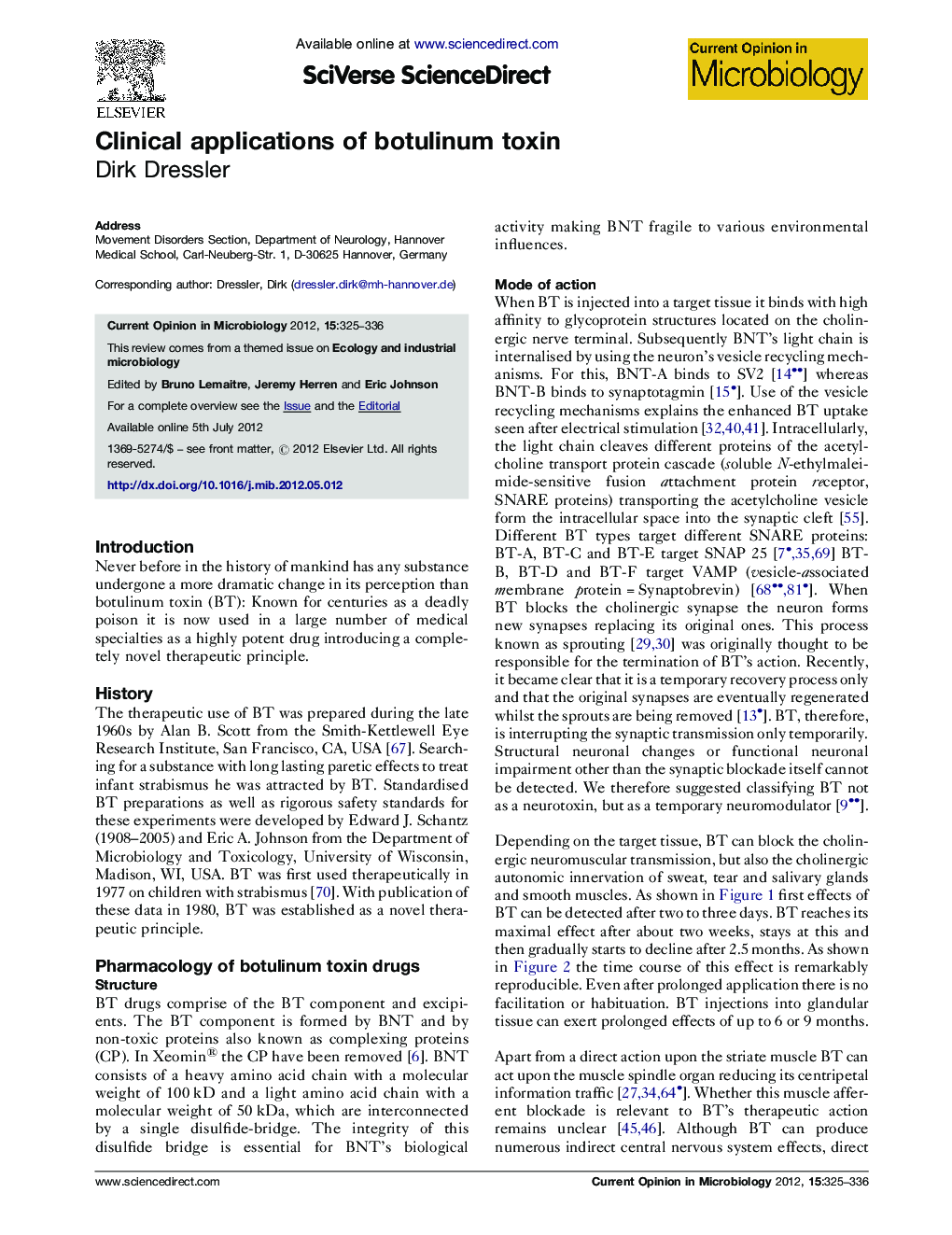 Clinical applications of botulinum toxin