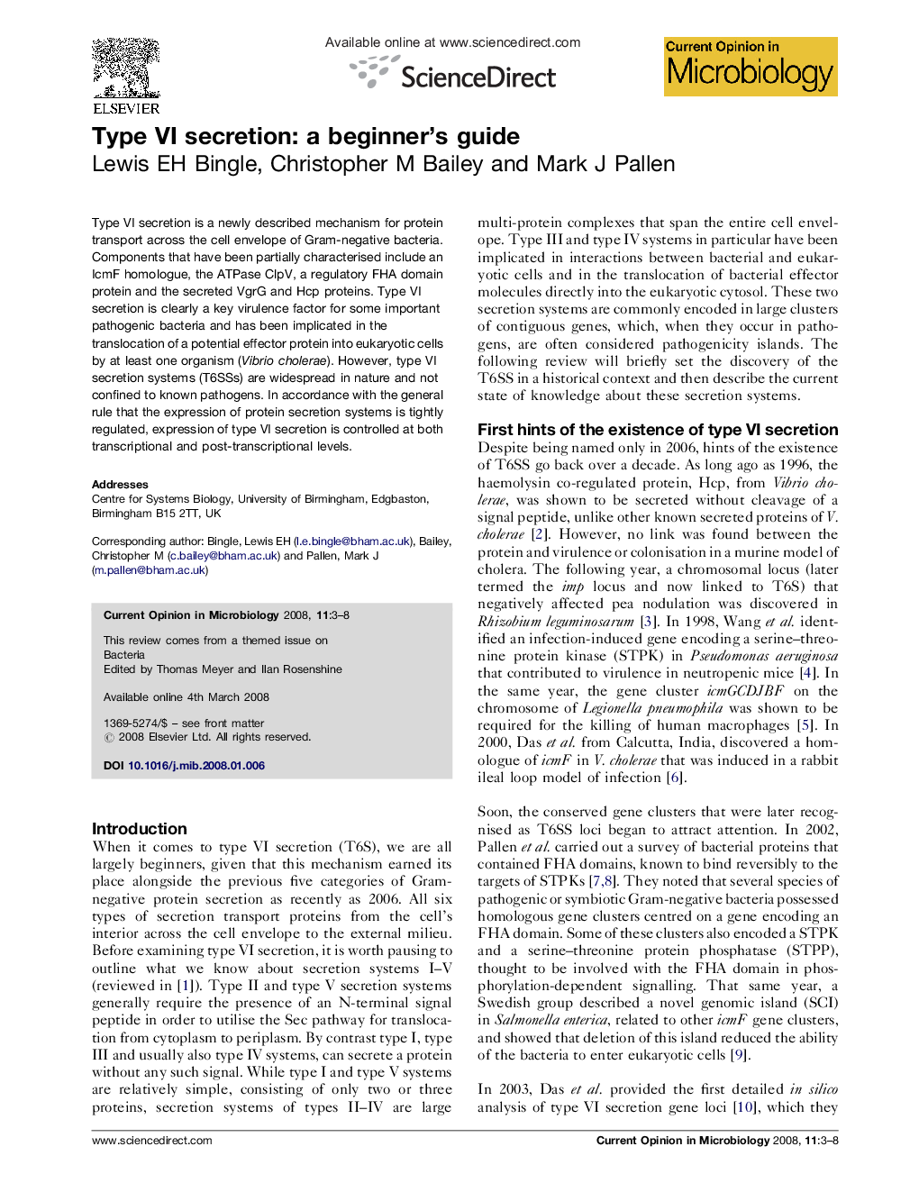 Type VI secretion: a beginner's guide