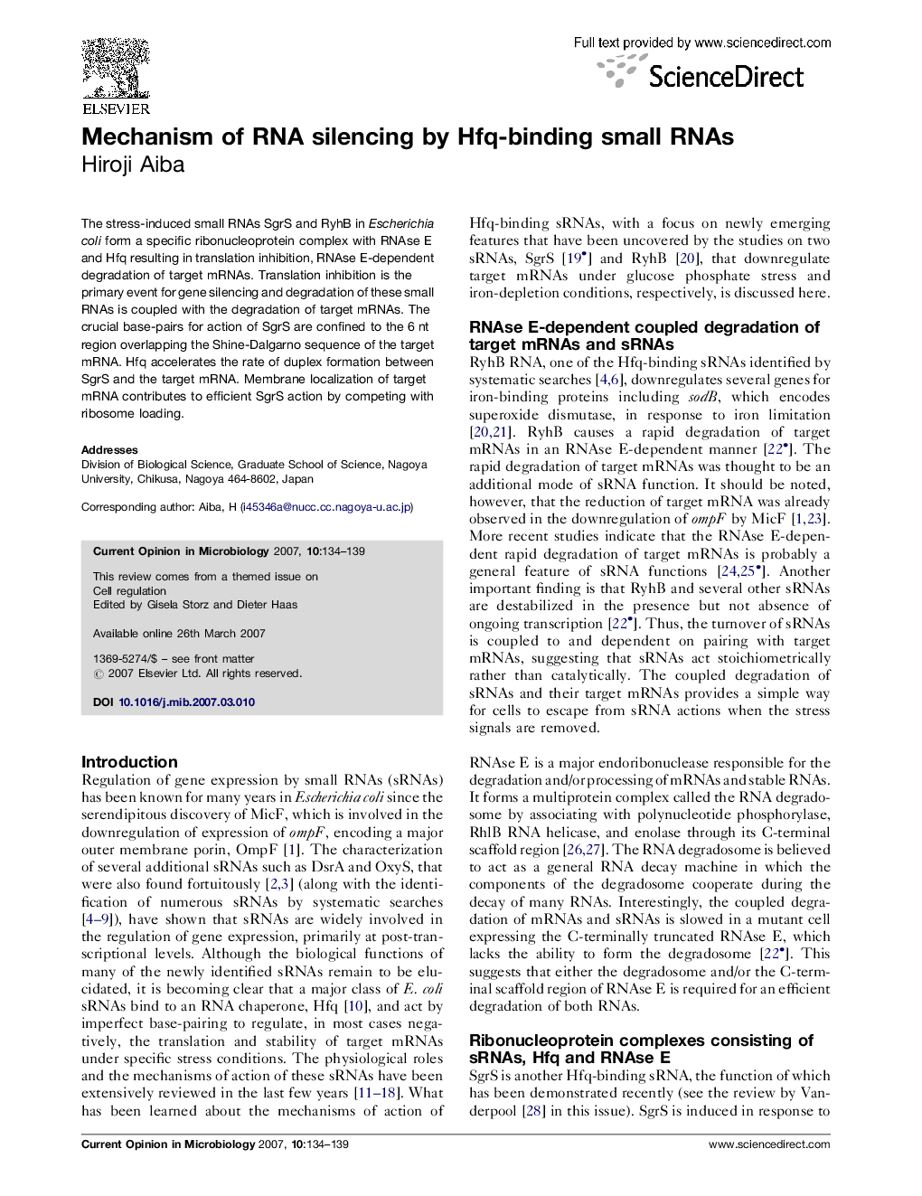 Mechanism of RNA silencing by Hfq-binding small RNAs