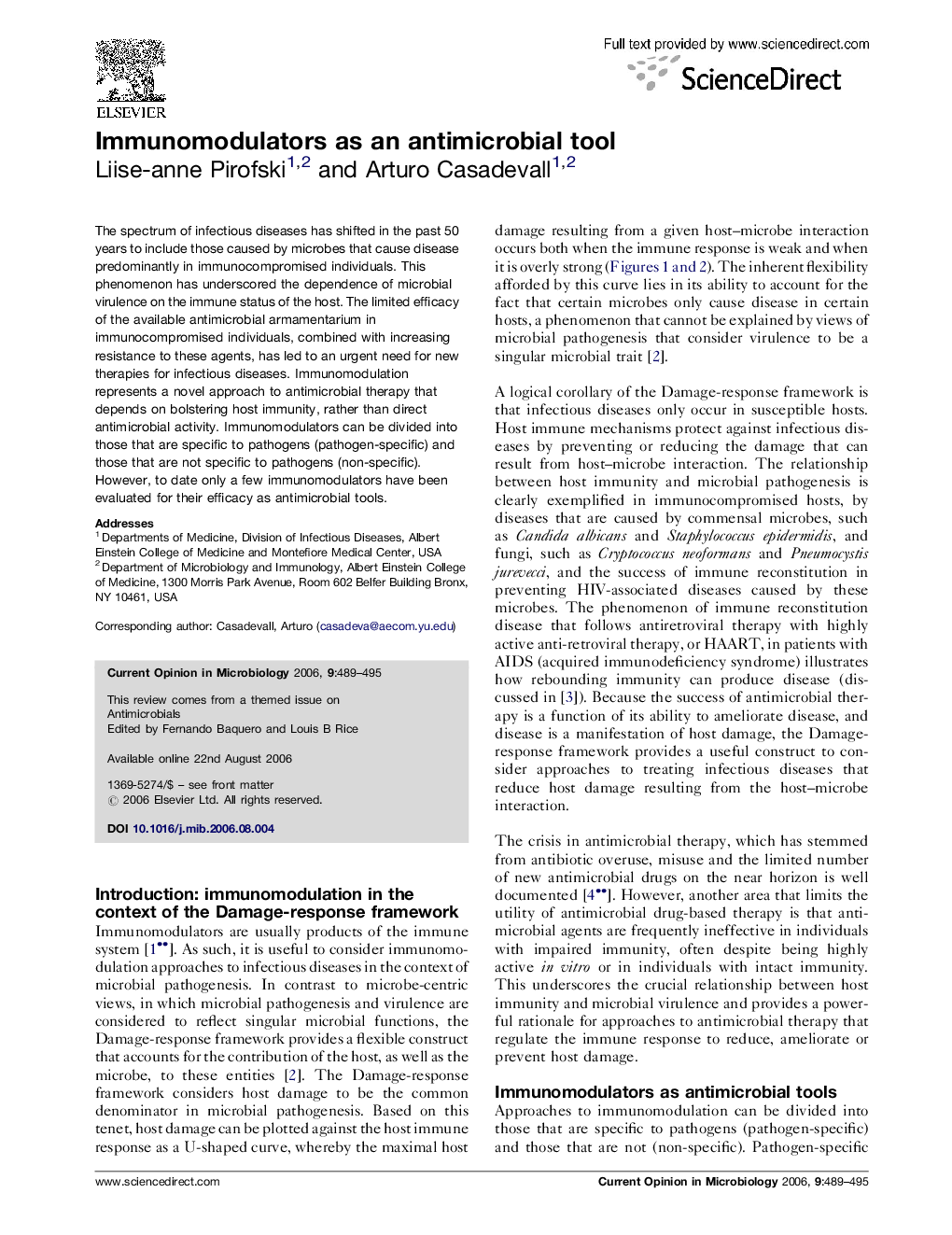 Immunomodulators as an antimicrobial tool