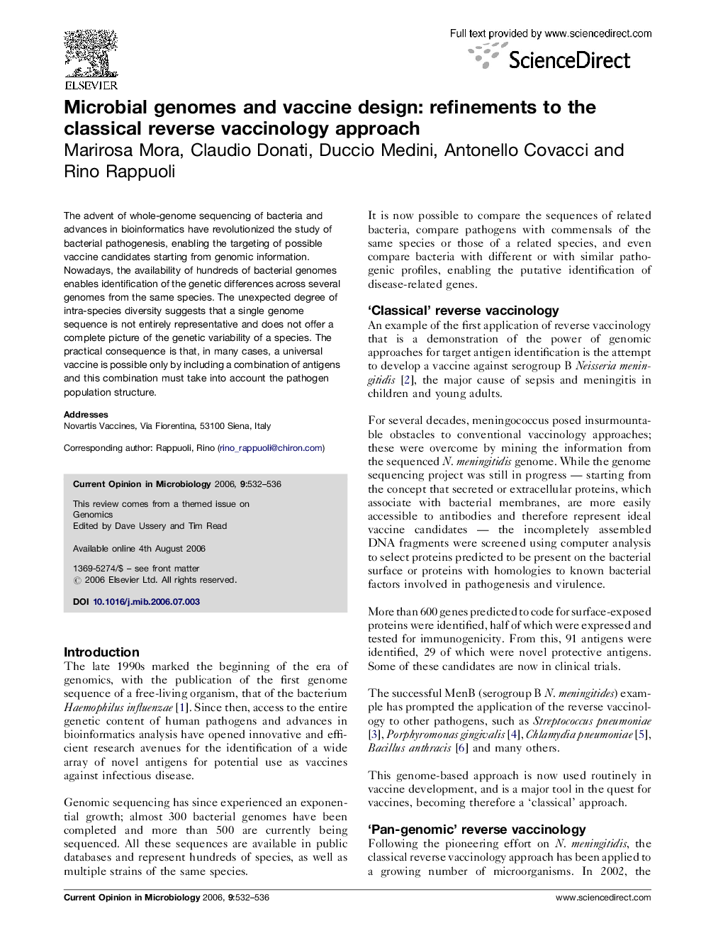 Microbial genomes and vaccine design: refinements to the classical reverse vaccinology approach