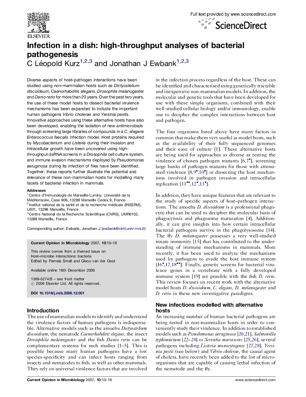 Infection in a dish: high-throughput analyses of bacterial pathogenesis