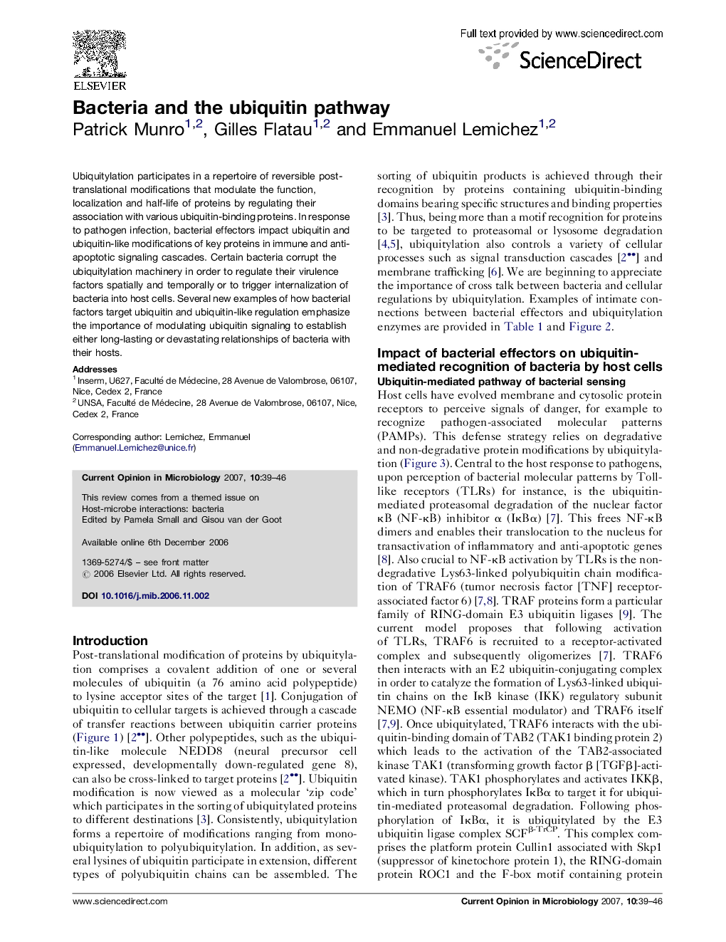 Bacteria and the ubiquitin pathway