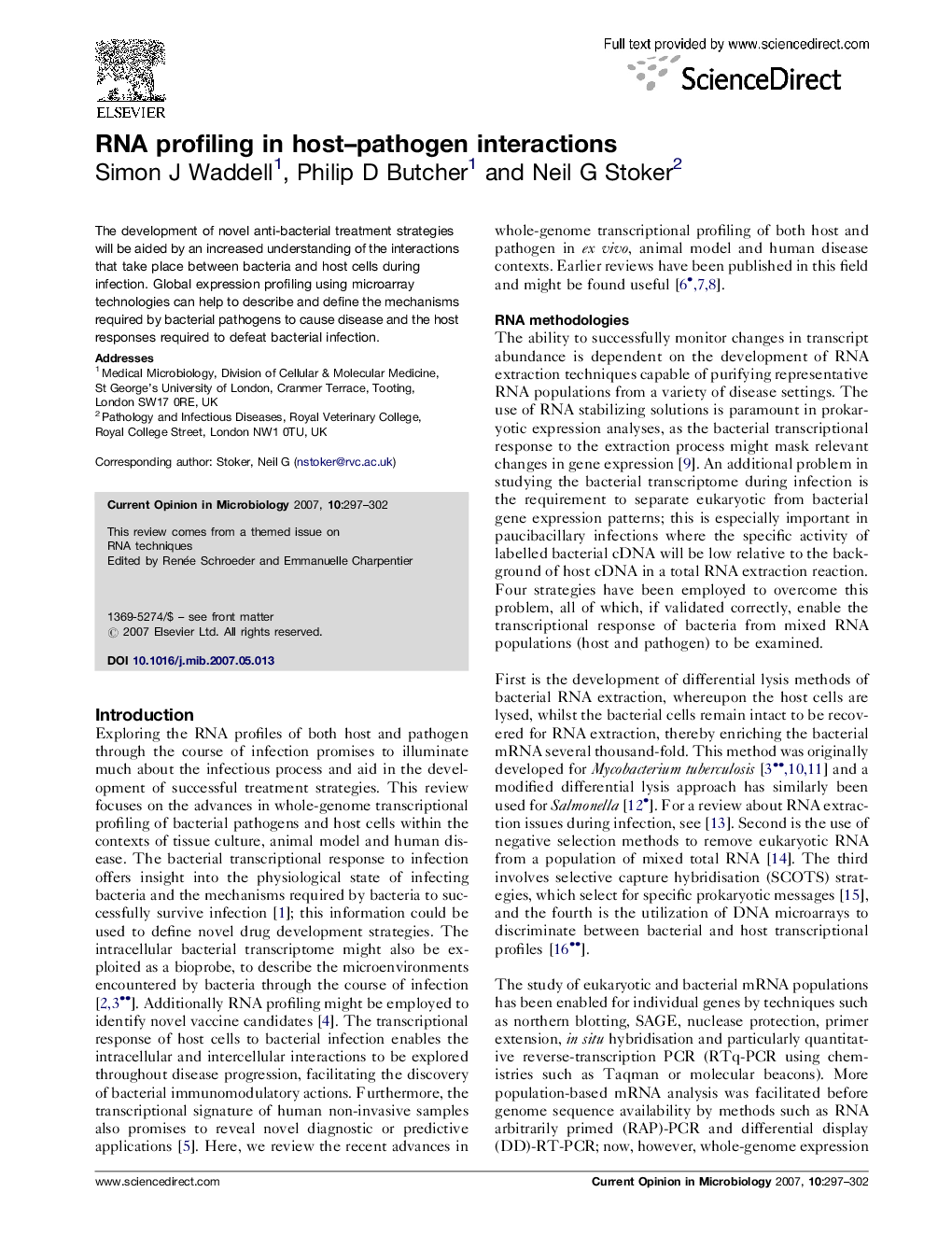 RNA profiling in host–pathogen interactions