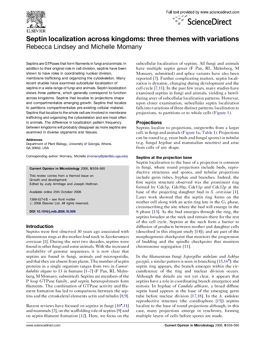 Septin localization across kingdoms: three themes with variations