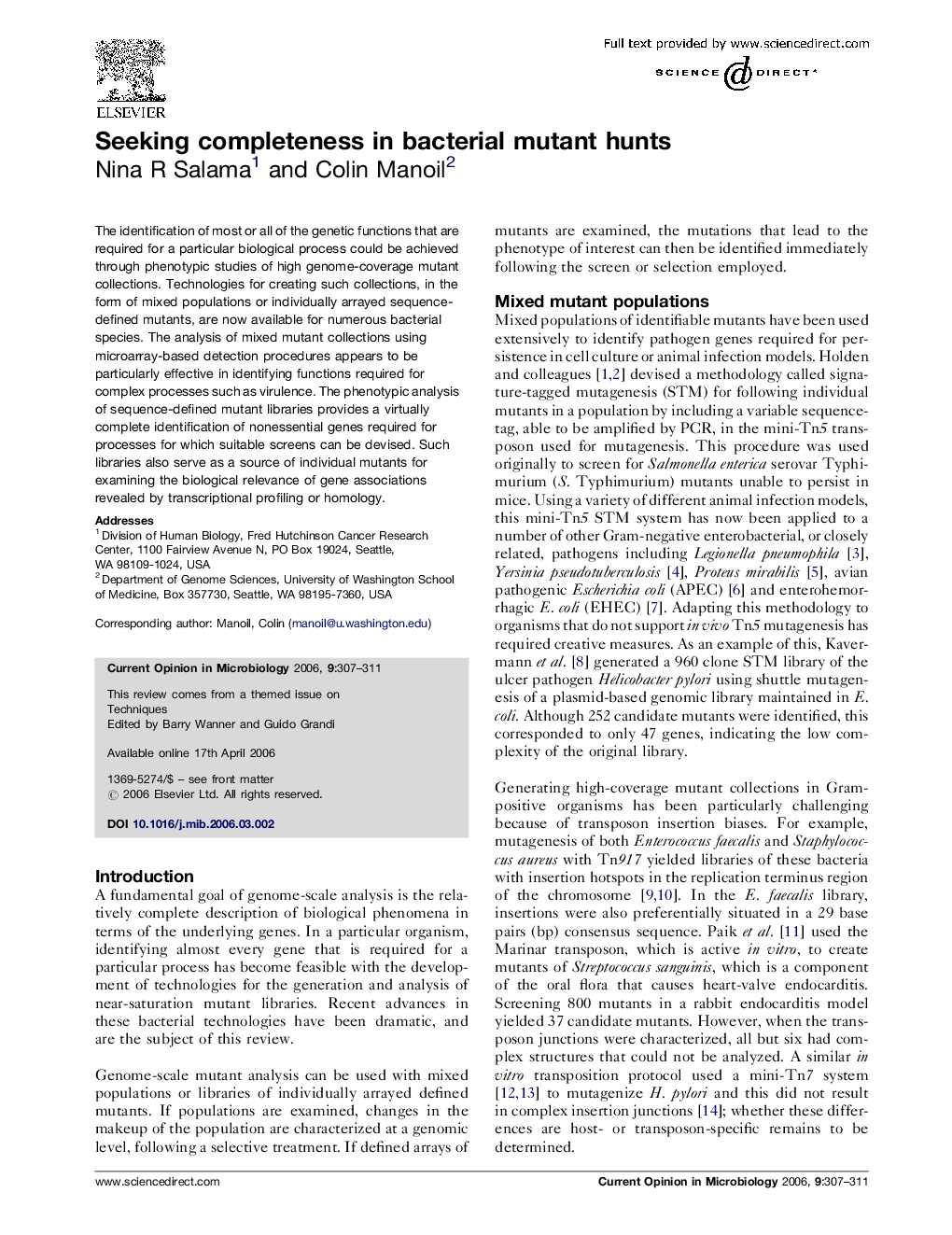 Seeking completeness in bacterial mutant hunts