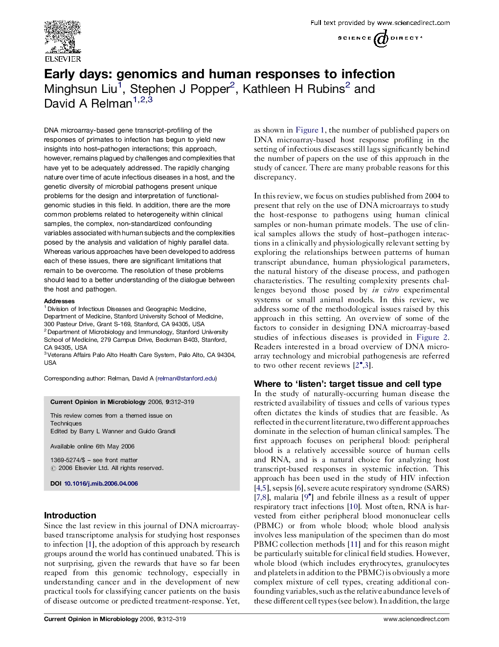 Early days: genomics and human responses to infection