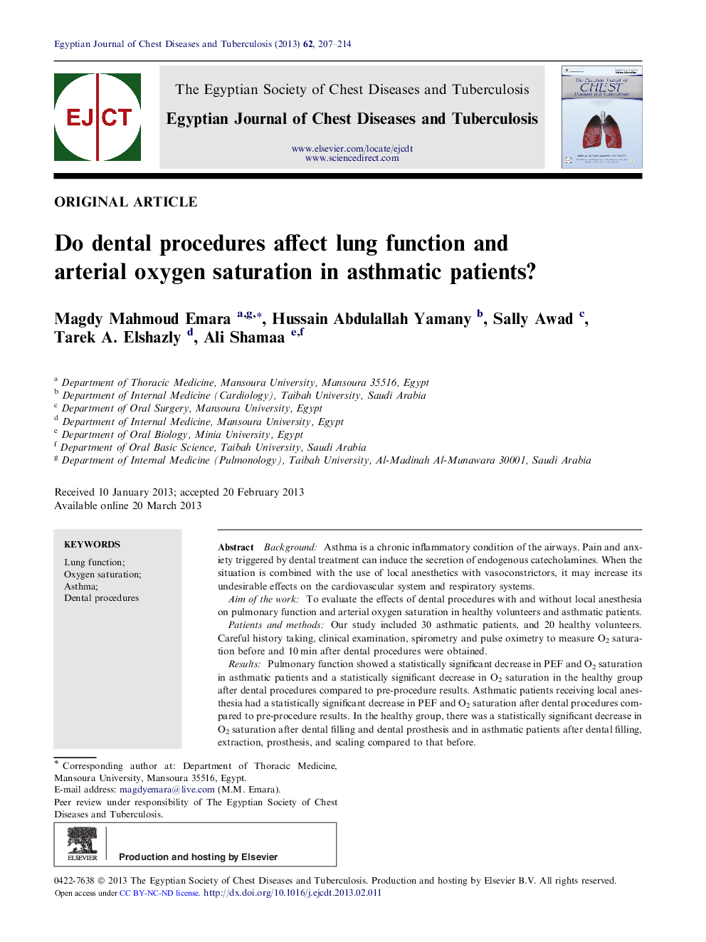 Do dental procedures affect lung function and arterial oxygen saturation in asthmatic patients? 