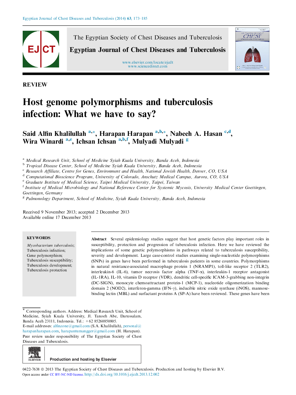 Host genome polymorphisms and tuberculosis infection: What we have to say? 