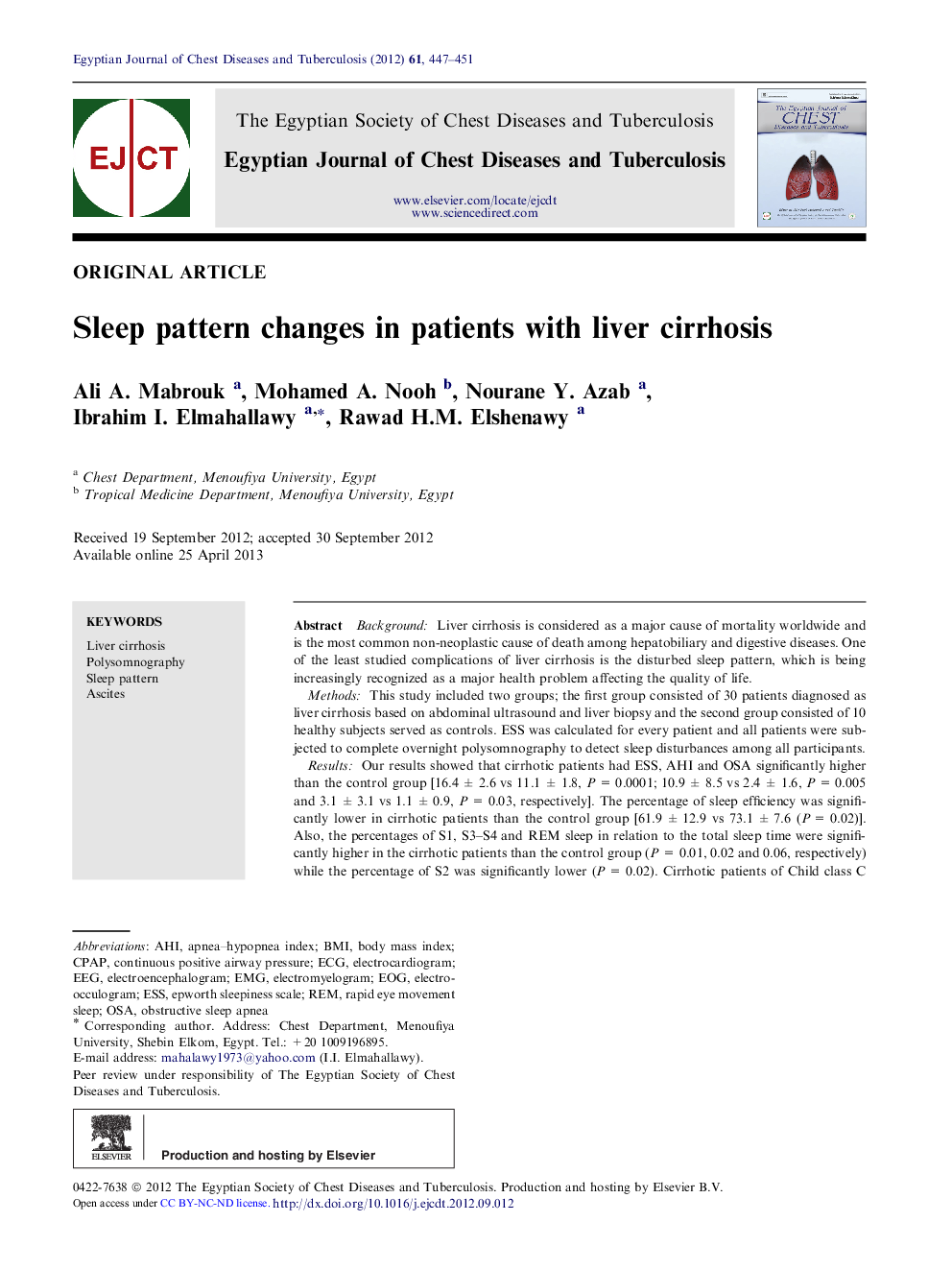 Sleep pattern changes in patients with liver cirrhosis 