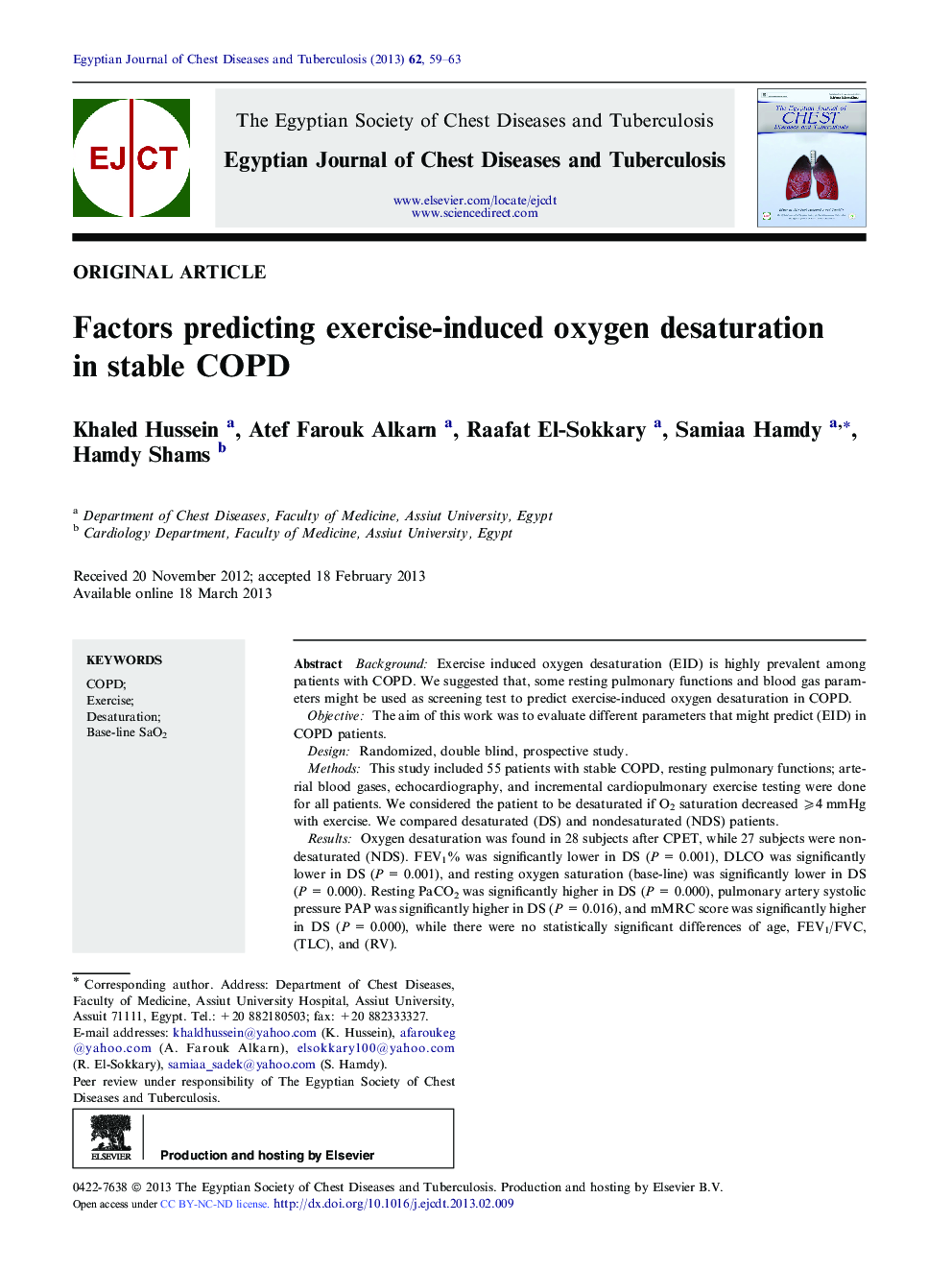 Factors predicting exercise-induced oxygen desaturation in stable COPD 