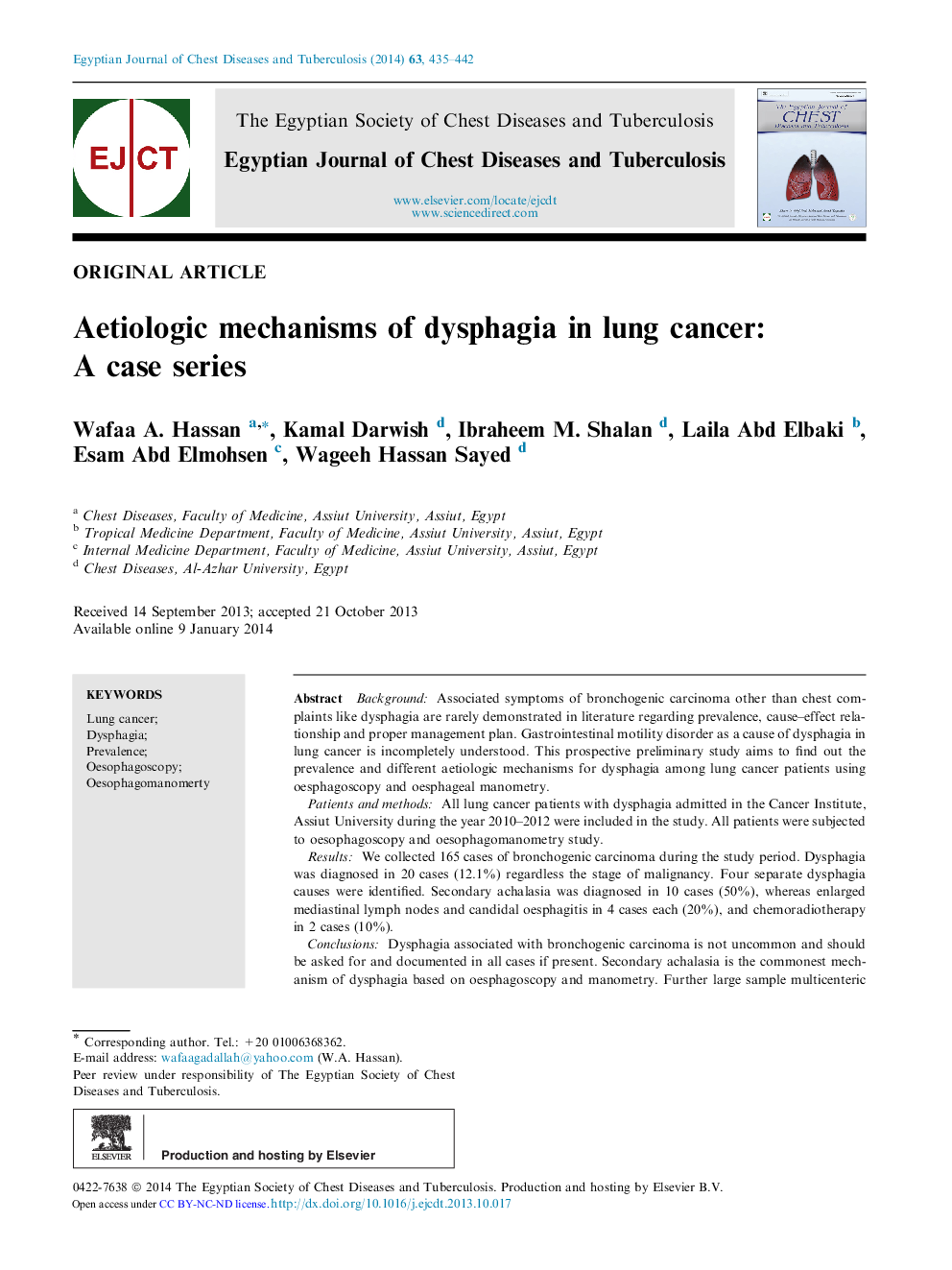 Aetiologic mechanisms of dysphagia in lung cancer: A case series 