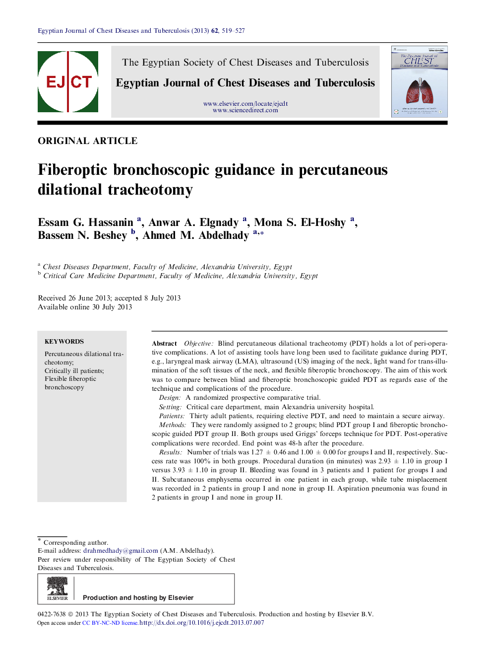 Fiberoptic bronchoscopic guidance in percutaneous dilational tracheotomy 