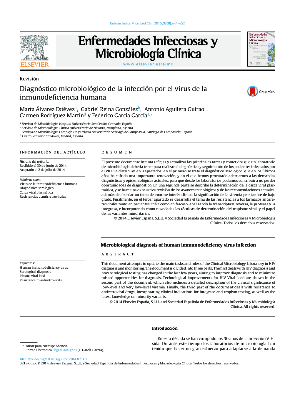 Diagnóstico microbiológico de la infección por el virus de la inmunodeficiencia humana