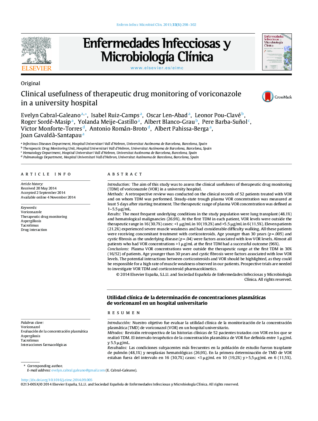 Clinical usefulness of therapeutic drug monitoring of voriconazole in a university hospital