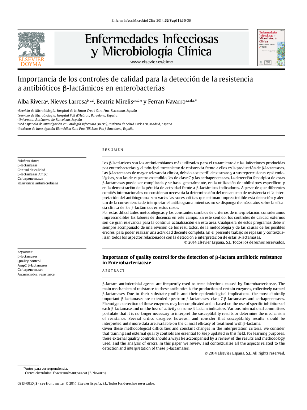 Importancia de los controles de calidad para la detección de la resistencia a antibióticos β-lactámicos en enterobacterias