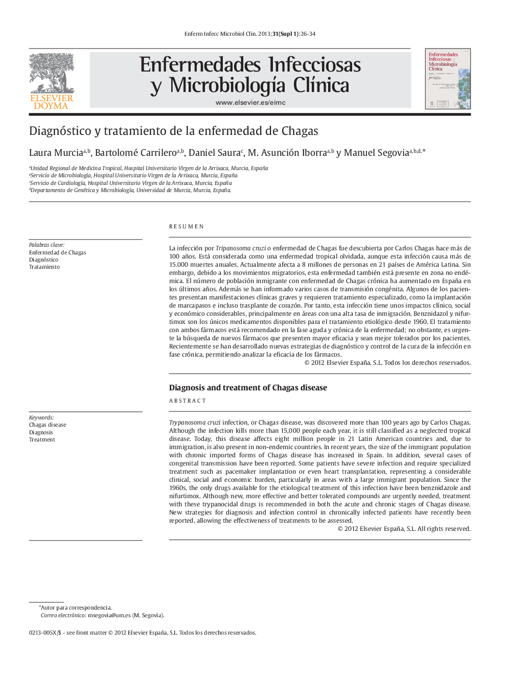 Diagnóstico y tratamiento de la enfermedad de Chagas