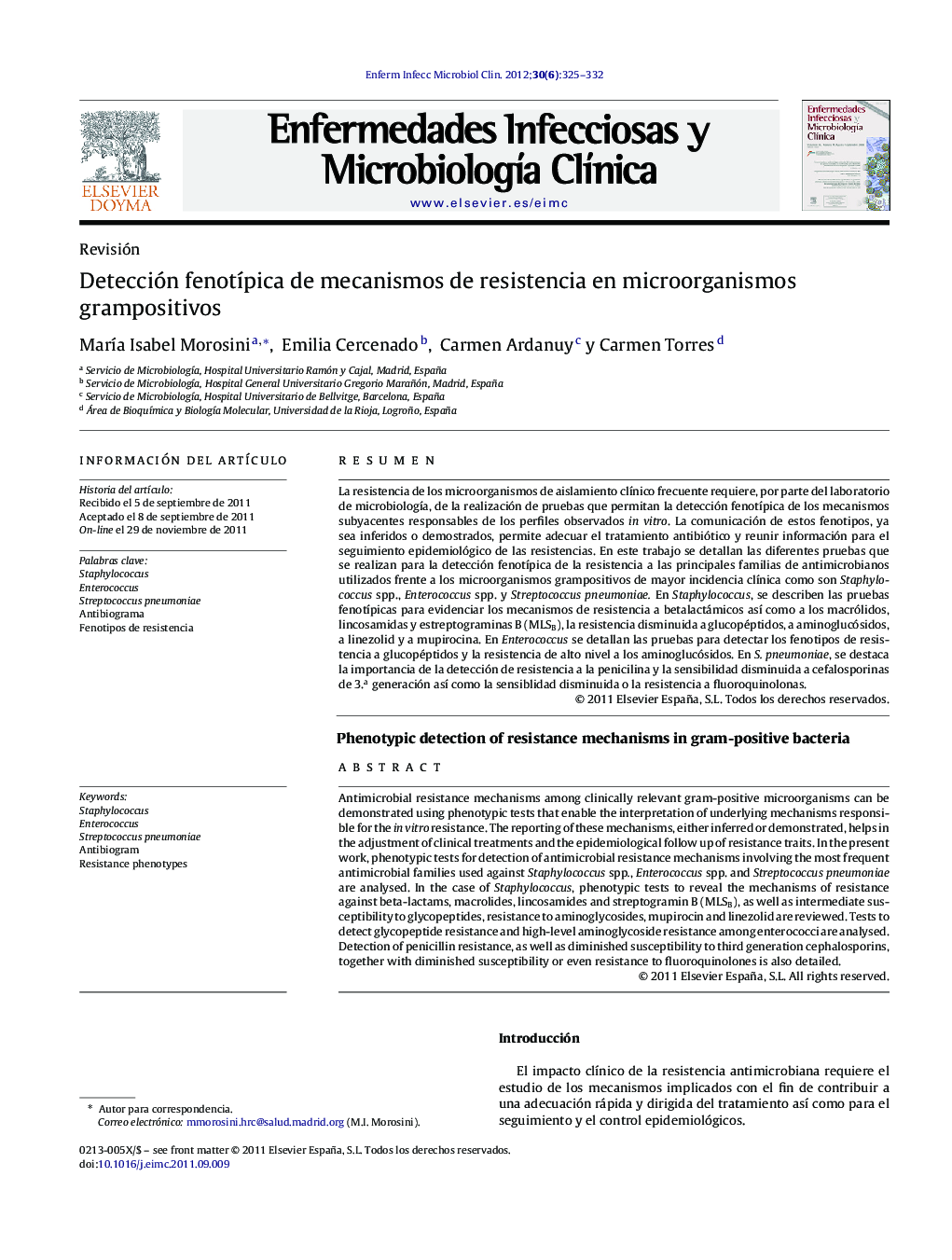 Detección fenotípica de mecanismos de resistencia en microorganismos grampositivos