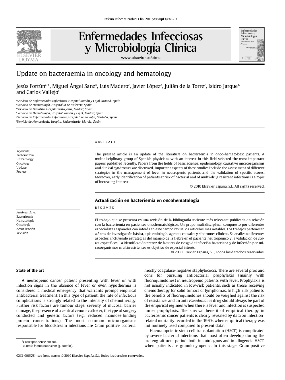 عکس صفحه اول مقاله: Update on bacteraemia in oncology and hematology Update on bacteraemia in oncology and hematology