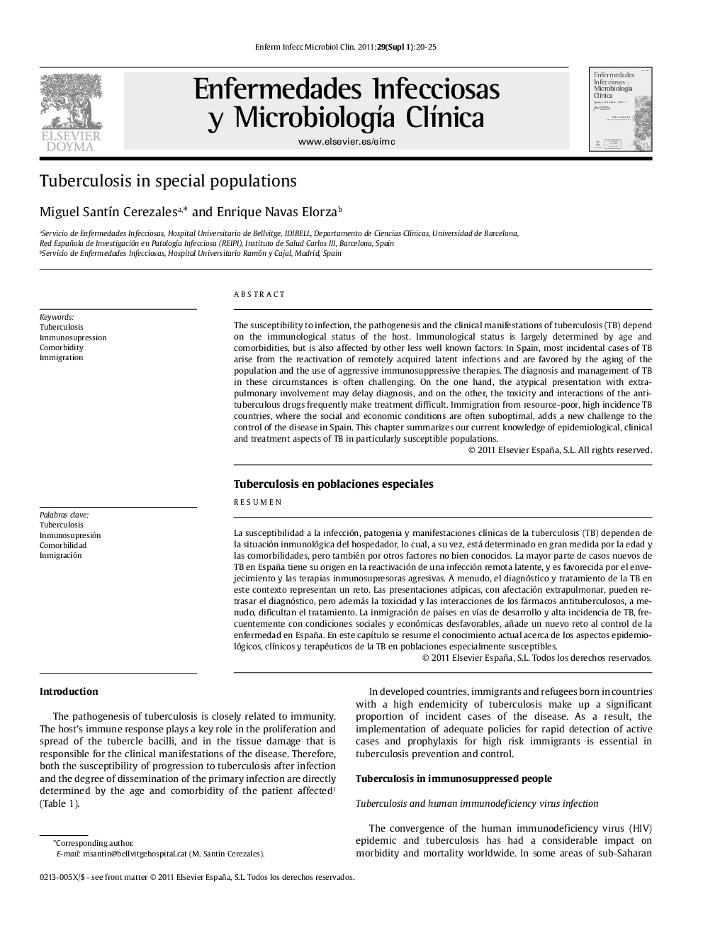Tuberculosis in special populations