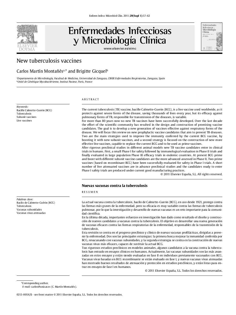 New tuberculosis vaccines