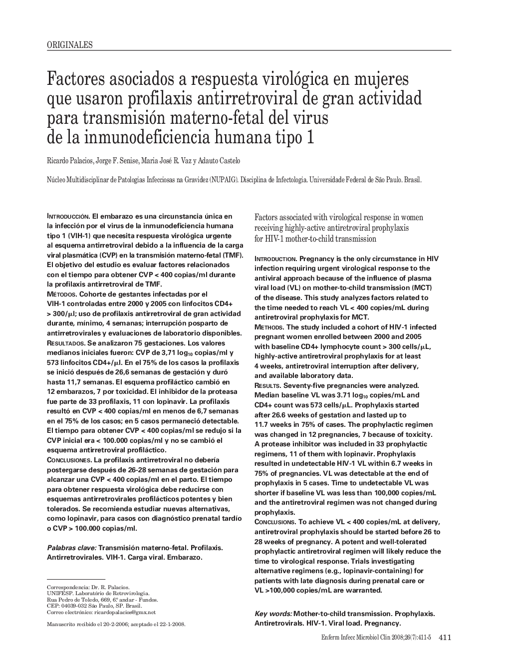 Factores asociados a respuesta virológica en mujeres que usaron profilaxis antirretroviral de gran actividad para transmisión materno-fetal del virus de la inmunodeficiencia humana tipo 1