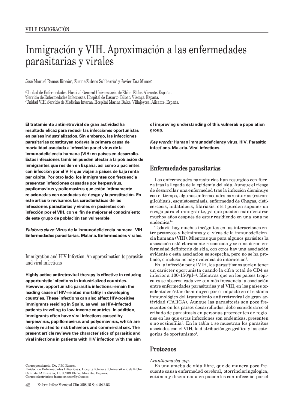 Inmigración y VIH. Aproximación a las enfermedades parasitarias y virales