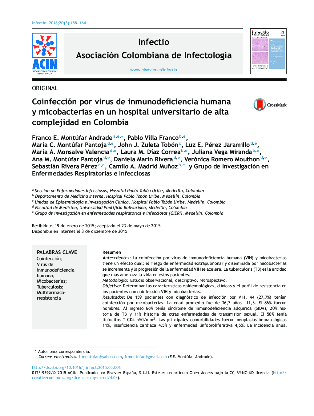 Coinfección por virus de inmunodeficiencia humana y micobacterias en un hospital universitario de alta complejidad en Colombia